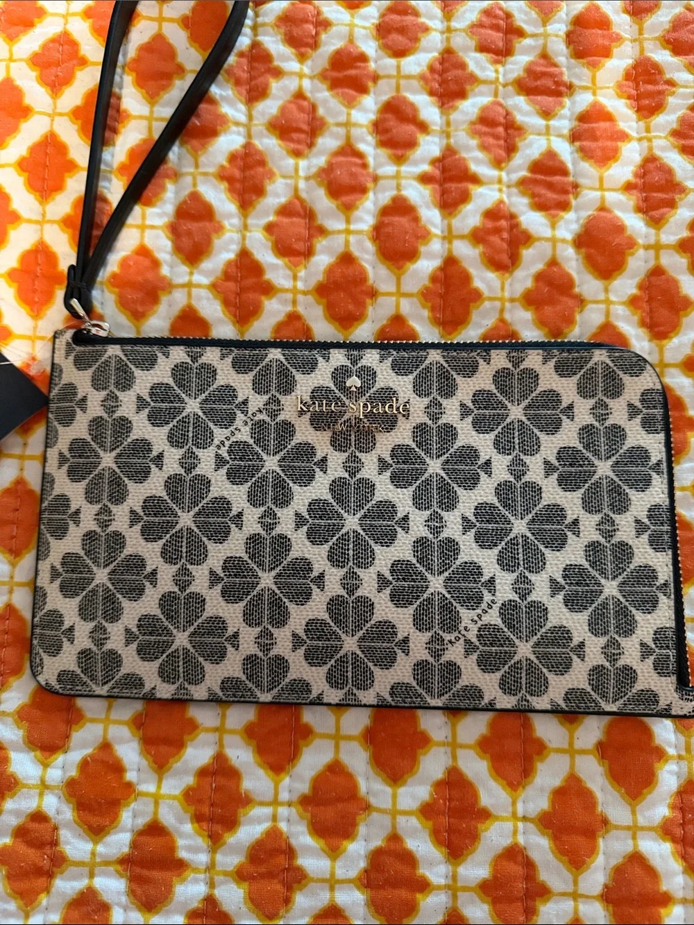 kate spade Black & Cream Floral Print Wristlet